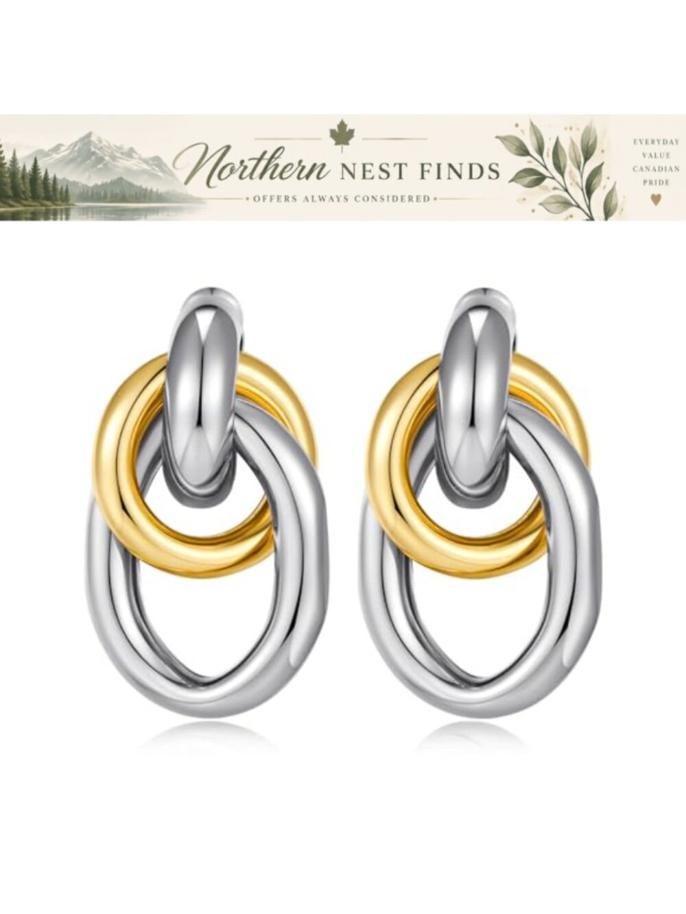 Gold Geometric Drop Dangle Earrings Women Long Link Statement Jewelry